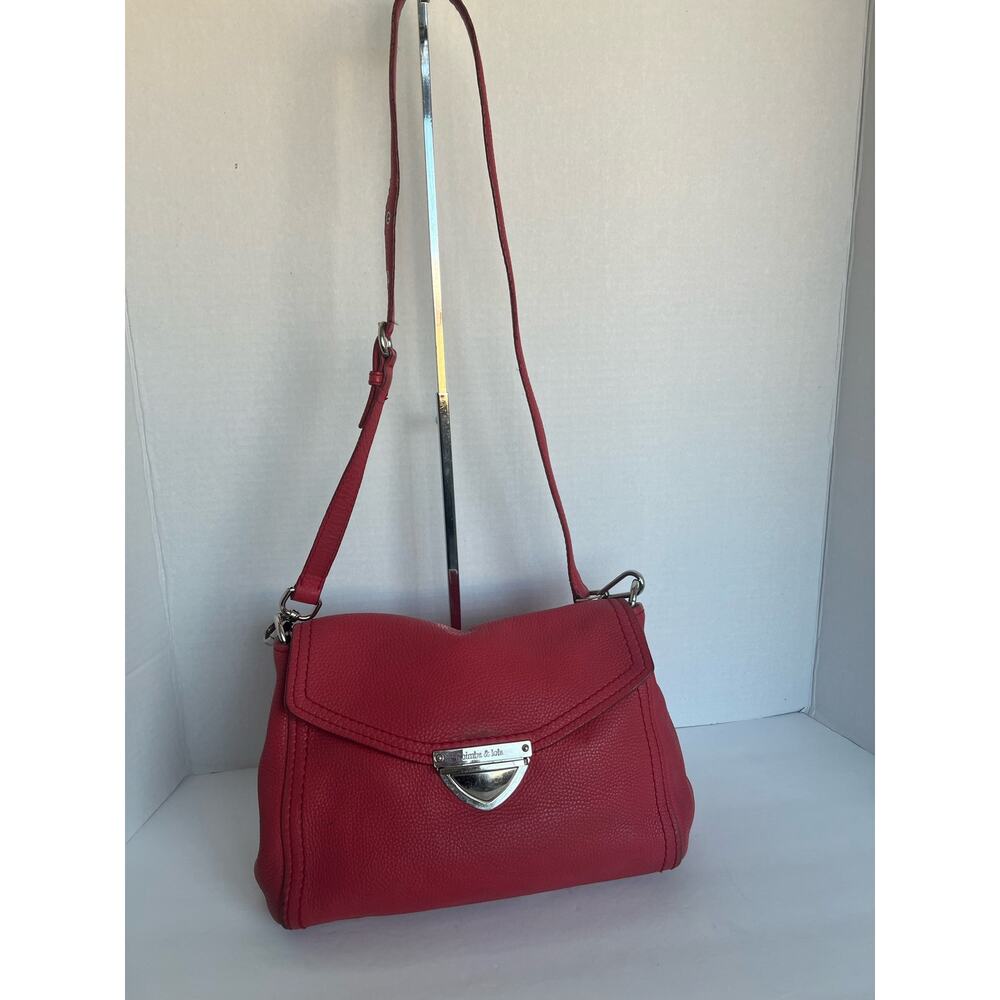 Bimbo and Lola Pebbled Red Leather Crossbody‎ Clutch Shoulder Bag Purse